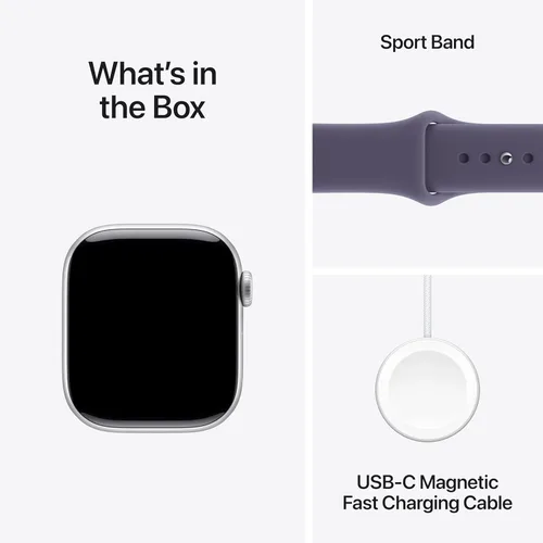 Miniatura 6 de Apple Reloj inteligente de la serie 11 [GPS de 1.654 in] con caja de aluminio plateado con correa deportiva de niebla morada - S/M. Puntuación