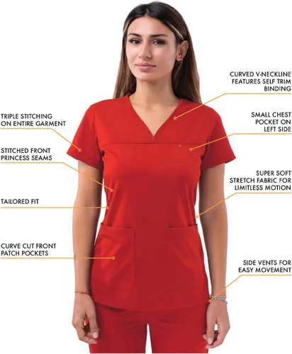 Miniatura 3 de Adar Pro - Conjunto de ropa quirúrgica que facilita el movimiento para mujer, blusa quirúrgica con cuello en V en corazón y pantalón quirúrgico
