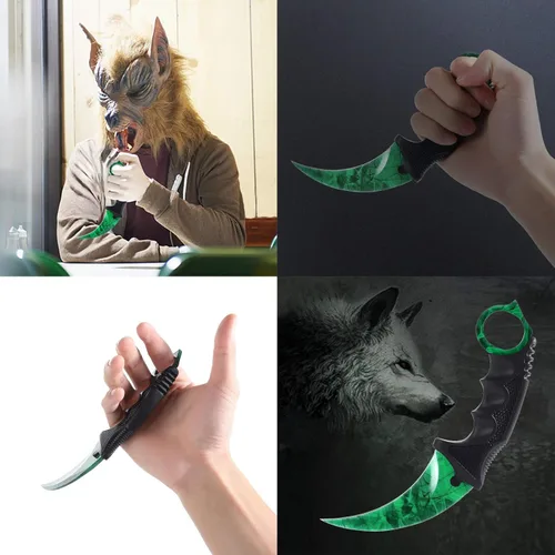 Miniatura 3 de TOPOINT Cuchillo Karambit, cuchillo de hoja fija de acero inoxidable con funda y cuchillo de cordón CS-GO para caza, campamento y supervivencia