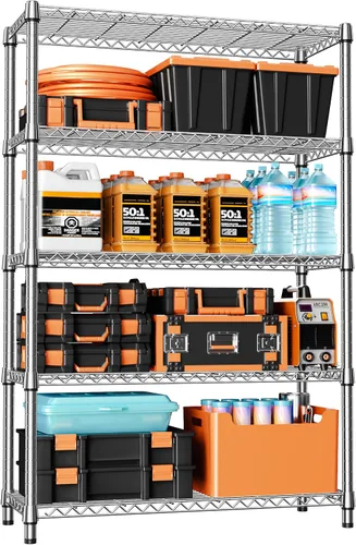 Miniatura 29 de IZEUK Estantes de Almacenamiento Conectados, Unidad de Estantería Metálica Ajustable DIY de Servicio Pesado para Esquina, Ideal para Cocina, Garaje