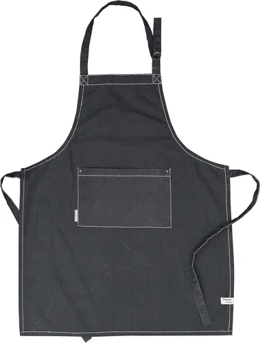 AMOUR INFINI Delantales de algodón sólido para mujer con bolsillo, correa ajustable y lazos en la cintura, delantales de chef lavados para cocinar,