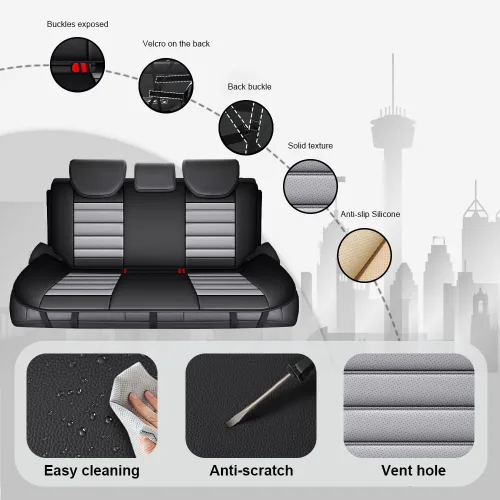 Miniatura 6 de JOJ Funda de asiento de automóvil para Ford Expedition 2007-2026, fundas de asiento de automóvil impermeables de cuero, juego completo, protector