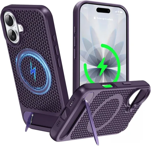 Miniatura 34 de Funda magnética de disipación de calor para iPhone 13 Pro Max, para MagSafe, protección contra caídas Coolingf, funda con función atril ajustable