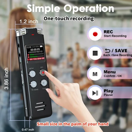 Miniatura 5 de Grabadora de Voz Digital de 64GB con Reproducción: Grabadoras Activadas por Voz para Conferencias, Reuniones, Entrevistas - EVISTR Dispositivo