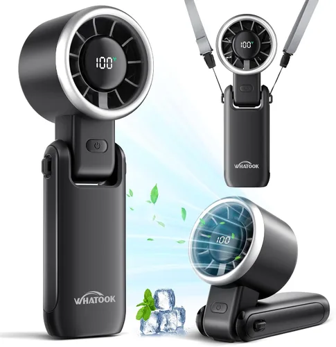 Miniatura 9 de WHATOOK Ventilador Portátil Recargable Mini Ventiladores: Ventilador de Mano con Tecnología Air Turbo, 4000mAh y 5 Velocidades Pantalla LED
