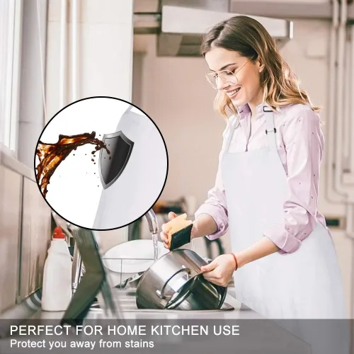 Miniatura 3 de Jubatus Paquete de 2 delantales con peto con 2 bolsillos, delantal de cocina de chef para mujeres y hombres, color blanco