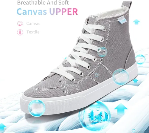 Miniatura 43 de Obtaom Zapatos de lona de alta calidad para mujer/hombre para jugar a media pantorrilla, zapatillas de deporte de moda casuales con cordones de alta