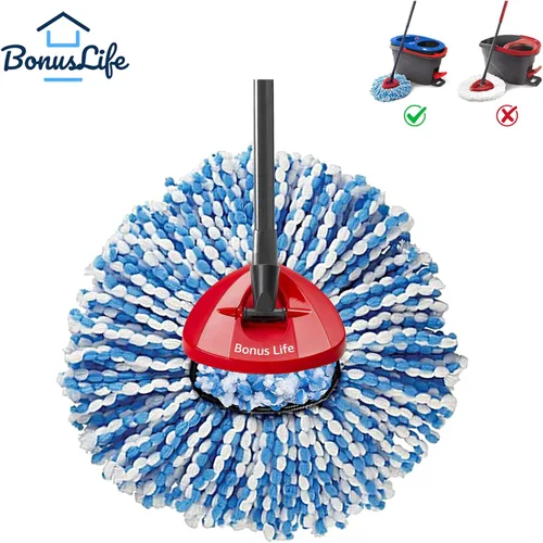 Miniatura 4 de BonusLife 2 paquetes de cabezales de repuesto para mopa de O-Ceda RinseClean Spin Mop, sistema de 2 tanques, fácil limpieza, microfibra