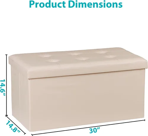 Miniatura 3 de ZenStyle Banco otomano de almacenamiento de 30 pulgadas, reposapiés plegable, banco largo de almacenamiento para zapatos con asiento acolchado