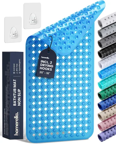 Miniatura 13 de Homerella® Alfombrilla de Bañera Antideslizante 35x16, Incl. Ganchos para Secar, Extra Larga, 100% Libre de BPA, Alfombrilla de Ducha Antideslizante