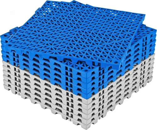 Miniatura 14 de ToLanbbt Cojín modular entrelazado 8P de 11.8 x 11.8 pulgadas, agujeros de drenaje de goma entrelazados antideslizantes para cubierta, ducha