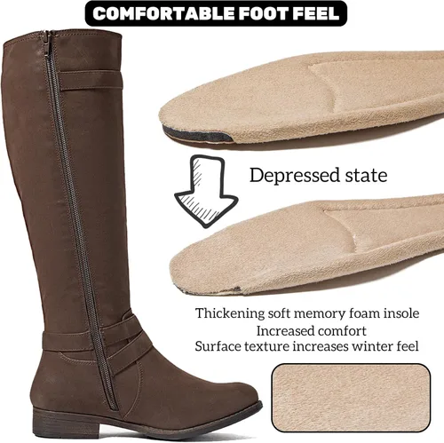 Miniatura 3 de Botas altas hasta la rodilla para mujer, elegantes y cómodas, con punta redonda, cierre de cremallera lateral, para otoño e invierno para mujer