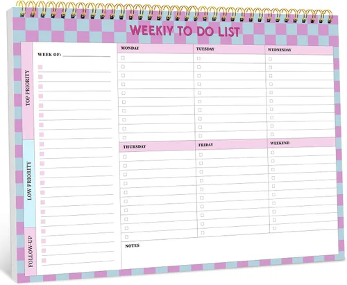 Miniatura 22 de Taja Bloc de notas semanal con 52 hojas sin fecha (8.5 x 11 pulgadas), planificador semanal de escritorio para mujeres y hombres, trabajo y hogar