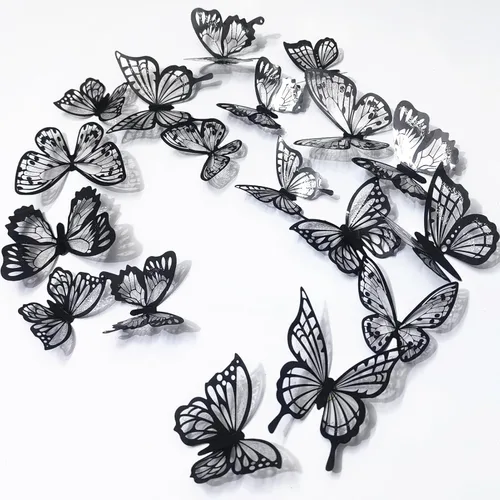 Miniatura 9 de Ewong Decoración de pared de mariposa 3D – 66 piezas de decoración de mariposa blanca para tartas – Calcomanía de pared extraíble impermeable