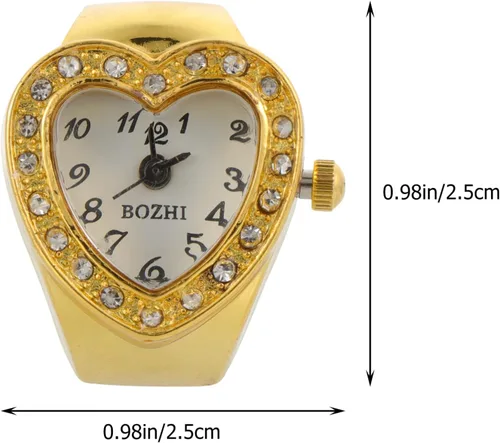 Miniatura 2 de Mikikit Reloj de anillo para mujer, reloj de dedo elástico con sincronización precisa, forma de corazón, reloj de dedo de cuarzo, reloj de anillo
