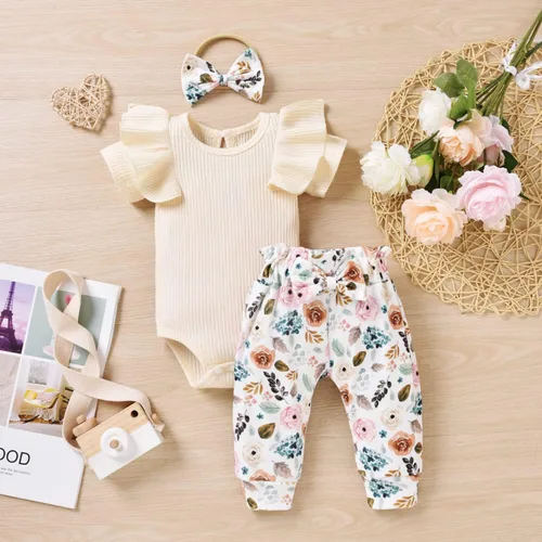 Miniatura 8 de fioukiay Conjunto de ropa de verano para bebés y niñas recién nacidas prematuros, mameluco, pantalones, diadema, conjunto de ropa para el verano