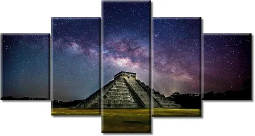 Miniatura 13 de Arte de pared con varios paneles, calendario maya, imágenes de piedra del sol, pinturas de civilización azteca sobre lienzo, sala de estar