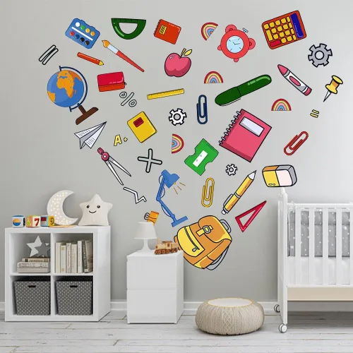 Miniatura 5 de ALIBBON Calcomanías de regreso a clases para niños, calcomanías de cosas escolares, calcomanías de pared extraíbles para niños, suministros