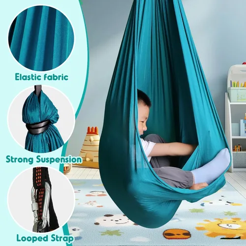 Miniatura 3 de Chihee Columpio Sensorial Terapéutico Hamaca para Interiores y Exteriores para Niños, Herrajes Incluidos, Columpio Suave y Transpirable de Nailon