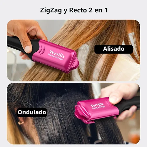 Miniatura 2 de Terviiix Plancha de pelo con crimpadora de 4 placas intercambiables, plancha prensadora para cabello con queratina y aceite de argán para mujeres