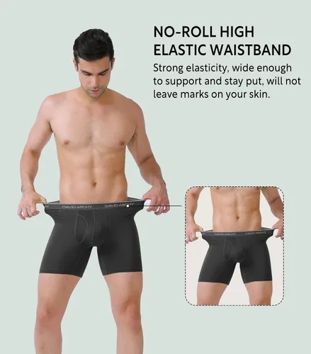Miniatura 6 de DAVID ARCHY Calzoncillos tipo bóxer para hombre, paquete de 3 unidades, rayón hecho de bambú, ropa interior fresca con bolsa de soporte 3D, suave