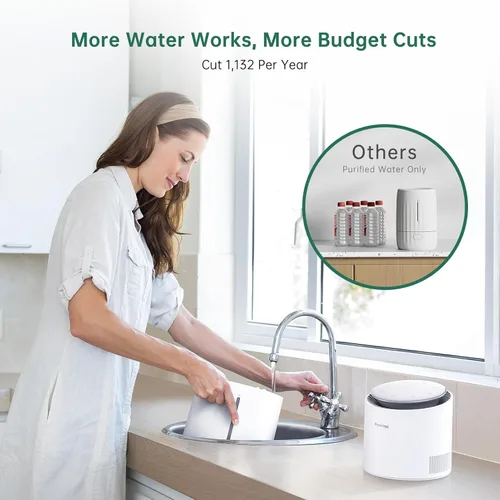 Miniatura 5 de Provirtec MistFree Humidificador inteligente para dormitorio, humidificador evaporativo sin polvo blanco, humedad automática y control