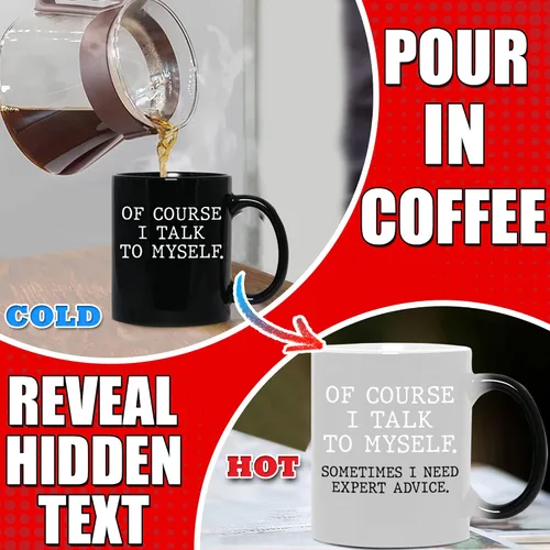 Miniatura 3 de Tazas de café navideñas que cambian de color, 12 onzas - Of Course I Talk To Myself - Taza de chocolate caliente para niños y tazas divertidas