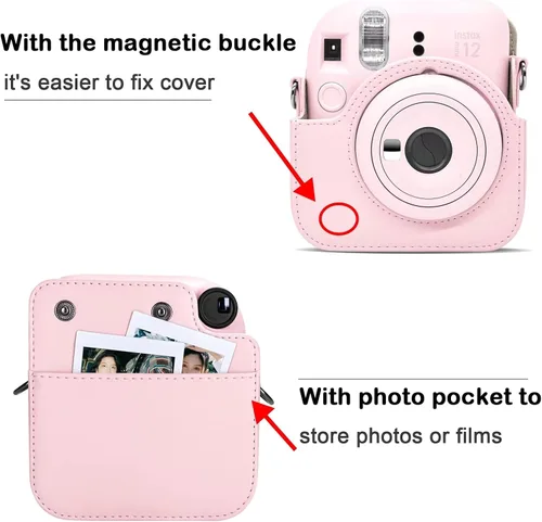 Miniatura 3 de MUZIRI KINOKOO Funda protectora para cámara instantánea Instax Mini 12 – Bolsa de transporte de piel sintética para cámara Mini 12 con bolsillo