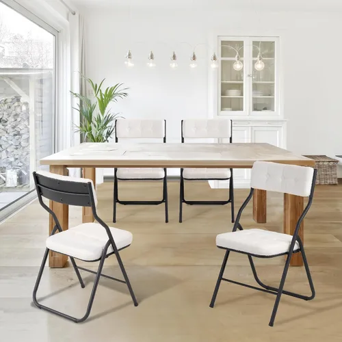 Miniatura 2 de HOMEFUN Paquete de 4 sillas plegables acolchadas, sillas de comedor plegables con cojín, asiento adicional portátil y ensamblado para invitados