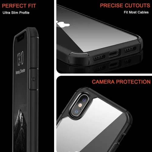 Miniatura 5 de TENDLIN Compatible con iPhone Xs Case/iPhone X Case Crystal Clear Hard Back Soft Bumper Funda protectora (negro)