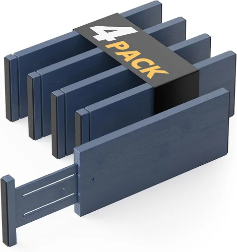 Miniatura 9 de SpaceAid Paquete de 4 separadores de cajones de bambú, 4.65 pulgadas de alto ajustable de 12.5 a 17 pulgadas, organización expandible para ropa