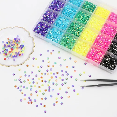 Miniatura 8 de Diamantes de imitación arcoíris para uñas, colores mezclados, diamantes de imitación de resina para manualidades, gemas brillantes para uñas