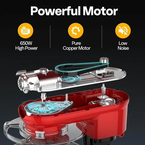 Miniatura 2 de VIVOHOME - Batidora de mesa 3 en 1, mezclador eléctrico de cocina con cabezal inclinable de 6 cuartos de galón con tazón, mezclador de alimentos Rojo