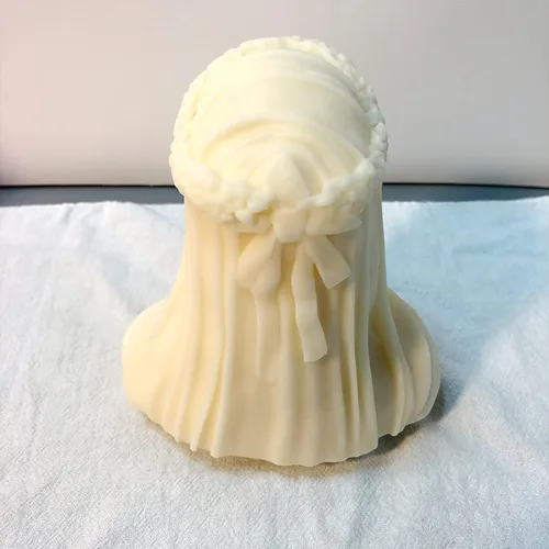 Miniatura 8 de Molde de vela velada para dama, busto femenino velado de silicona, busto velado para mujer, busto de doncella velado, molde de estatua, molde