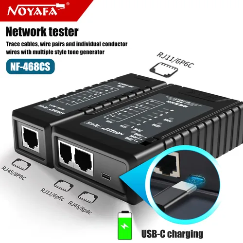 Miniatura 9 de YILTION NF-468CS Probador de Cable de Red, Probador de Teléfono y Continuidad, Mapeador de Cable Ethernet para RJ45/RJ11/RJ12/CAT5/CAT6/POE, Negro