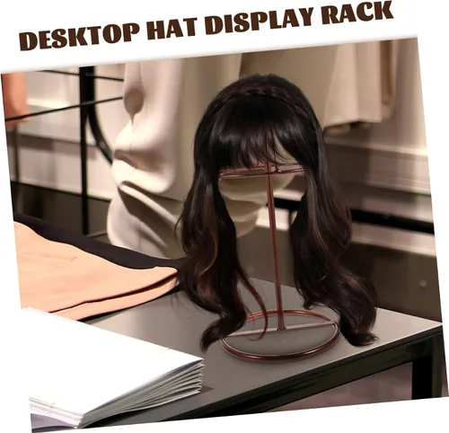 Miniatura 9 de Beavorty Soporte de escritorio, 1 unidad, estante de exhibición de sombreros de hierro resistente para uso minorista, soporte de exhibición