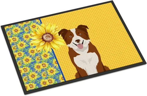Miniatura 354 de Caroline's Treasures WDK5313MAT Airedale Terrier - Tapete para puerta delantera de 18 x 27 pulgadas, diseño de girasoles de verano, para entrada