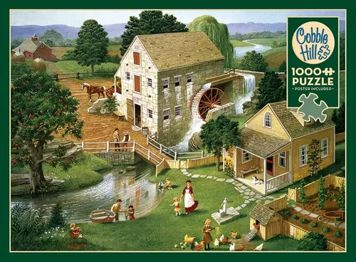 Miniatura 5 de Cobble Hill - Rompecabezas de 1000 piezas, molino de cuatro estrellas, póster de muestra incluido