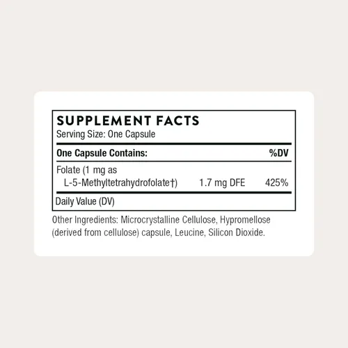 Miniatura 2 de THORNE - 5-MTHF - Suplemento de metilfolato (Folato B9 activo) - Apoya la salud cardiovascular, el desarrollo fetal, la salud de los nervios
