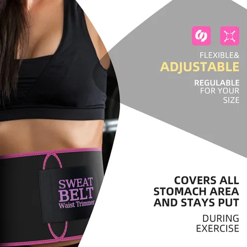 Miniatura 6 de ZPP Entrenador de cintura para mujeres y hombres, banda de sudor de neopreno, cinturón reductor de cintura adelgazante para entrenamiento Negro/Rosa