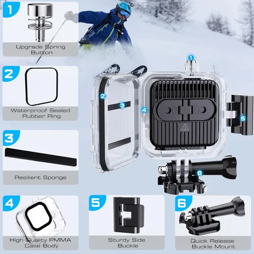 Miniatura 4 de HONGDAK Carcasa impermeable para GoPro Hero11 Black Mini, carcasa protectora de buceo de 169 pies para Hero 11 Mini funda de buceo subacuática