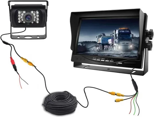 Cámara de visión trasera de 7 pulgadas con pantalla HD para automóvil, camión, camión, camión, camioneta, caravana, cámper, videovigilancia, visión