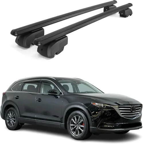 OMAC Portaequipajes con cerradura para Mazda CX-9 2016-2023, antirrobo negro para viajes, kayak, canoa, surf, esquí, snowboard, camping