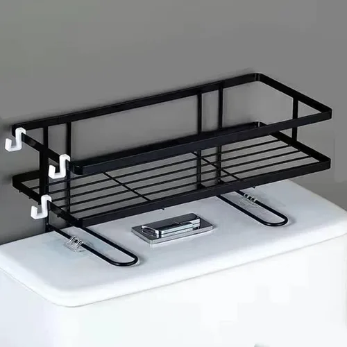 Miniatura 4 de Estante de baño organizador de baño de hierro grueso con diseño de montaje en pared, estante de baño impermeable sobre el inodoro, organizador