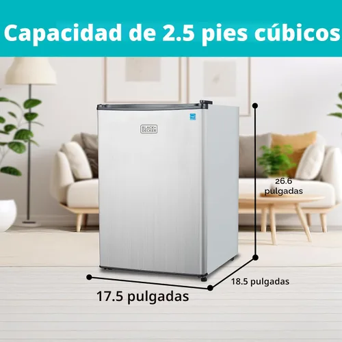 Miniatura 2 de BLACK+DECKER Refrigerador compacto de 2.5 pies cúbicos, certificado ENERGY STAR, mini refrigerador de una sola puerta con compartimento enfriador