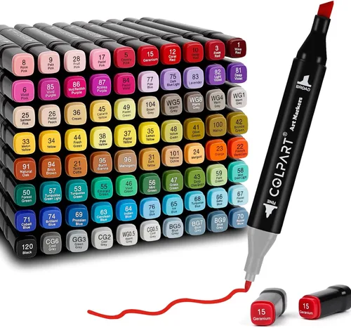 colpart Marcadores de alcohol de 80 colores de doble punta para adultos, suministros de pintura para colorear, perfectos para pintar, colorear,