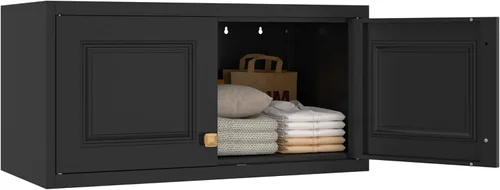 Miniatura 21 de Armarios de Metal con Cajones, Armario Guardarropa Negro con Barra para Colgar, Gabinete de Almacenamiento de Ropa con Estantes Ajustables