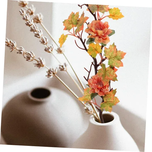 Miniatura 8 de Toyvian Hojas de arce artificiales, ramas, 2 piezas, decoración de otoño, tallos de hojas de arce artificiales, flores de hojas de arce vívidas