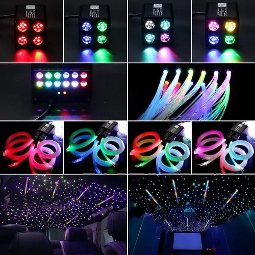 Miniatura 2 de AKEPO 36W 4 Color Twinkle & RGB Estrella fugaz de 2 en 1, luces de fibra óptica, kit de 1800pcs+240pcs de fibras ópticas de 0.03in 13.1ft