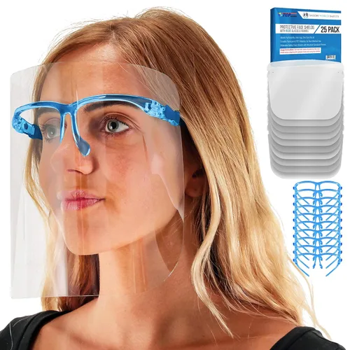Miniatura 11 de TCP Global Salon World - Protectores faciales completos con marcos de gafas (paquete de 10), ultra transparentes para proteger los ojos, la nariz